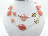 Vintage 50s Black and White Crystal Bead Necklace with Diamantes 58cms