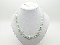 Lovely Mother of Pearl Chip and Glass Turquoise Bead Necklace and Earrings Set