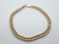 Vintage 50s Classy Two Row Glass Faux Pearl Bead Necklace 50cms