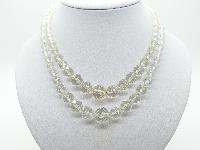 Vintage 30s Stunning Quality Two Row Crystal Glass Faceted Bead Necklace 47cms