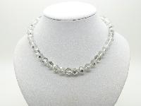 Vintage 50s STYLE Two Tone Crystal and Silver Glass Bead Necklace 44cms
