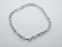 Vintage 50s STYLE Two Tone Crystal and Silver Glass Bead Necklace 44cms
