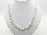 Vintage 30s Mother of Pearl Bead and Turquoise Glass Bead Necklace and Earrings 53cms 