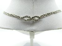 Unsigned Monet Three Row Diamante Silver Plated Chain Necklace Fab!