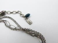 Signed Monet Unusual and Ornate Three Row Silver Plated Chain Necklace 