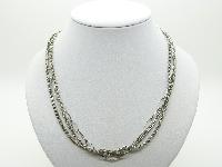 Signed Monet Unusual and Ornate Three Row Silver Plated Chain Necklace 