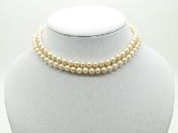 Vintage 50s Long Quality Glass Faux Pearl Bead Necklace 835 Silver Clasp 70cms Long