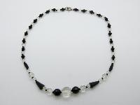Vintage 30s Monochrome Black and White Crystal Glass Bead Necklace 43cms Long