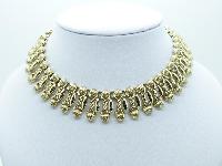 £25.00 - Vintage 60s Signed Corocraft Wide Goldtone Fancy Link Collar Necklace 