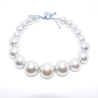 Vintage 50s Style Classy Chunky Silver Grey Graduating Pearl Bead Necklace 