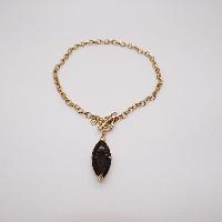 £22.00 - Vintage 90s Napier Topaz Glass Pendant Diamante Gold Plated Chain Necklace