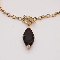 Vintage 90s Napier Topaz Glass Pendant Diamante Gold Plated Chain Necklace