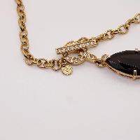 Vintage 90s Napier Topaz Glass Pendant Diamante Gold Plated Chain Necklace