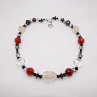 Beautiful Crystal Hear Red and Black Glass Necklace