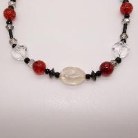 Beautiful Crystal Hear Red and Black Glass Necklace