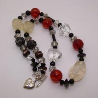 Beautiful Crystal Hear Red and Black Glass Necklace
