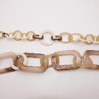 Unusual asymmetric LONG Cream and Brown Necklace