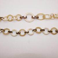 Unusual asymmetric LONG Cream and Brown Necklace
