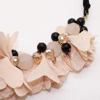 Pretty Nude Peach Coloured Flower Necklace with Glass Bead Dropper Necklace