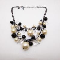 COAST Faux Pearl Black Glass and Crystal Dropper Necklace and Bracelet Set 