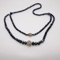 Stunning Double Row Grey Glass Crystal Bead Necklace Diamante Necklace