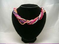 1950s 8 Row Faux Pearl Harlequin Twist Bead Necklace