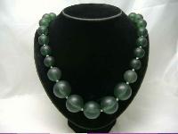 Vintage 50s Chunky Green Lucite Moonglow Bead Necklace