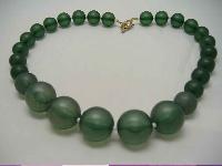 Vintage 50s Chunky Green Lucite Moonglow Bead Necklace