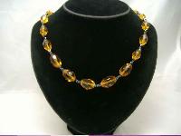 Vintage 50s Amber Citrine Crystal Glass Bead Necklace