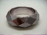 1950s Style Chunky Diamond Cut Metallic Grey Bangle WOW