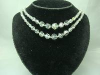 Vintage 50s Fab 2 Row AB Crystal Glass Bead Necklace