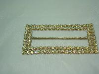 Vintage 50s Fab Large 2 Row AB Diamante Gold Buckle WOW