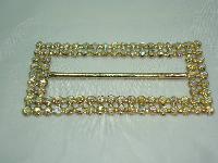 Vintage 50s Fab Large 2 Row AB Diamante Gold Buckle WOW