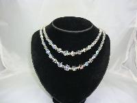 1950s 2 Row Sparkling AB Crystal Glass Bead Necklace