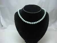 Vintage 50s Mint Green Glass Faux Pearl Bead Necklace
