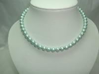 Vintage 50s Mint Green Glass Faux Pearl Bead Necklace