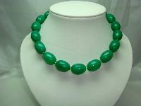 1950s Chunky Green Marble Effect Lucite Bead Necklace