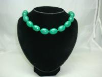 1950s Chunky Green Marble Effect Lucite Bead Necklace