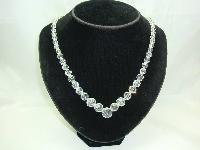 1950s Beautiful Faceted Crystal Glass Bead Necklace WOW