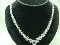 1950s Beautiful Faceted Crystal Glass Bead Necklace WOW