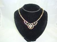1950s Sparkling AB Diamante Gold Cascade Drop Necklace
