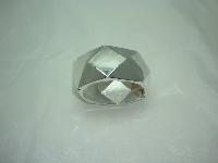 1950s Wide Diamond Cut Silver Clamper Bangle +FREE RING