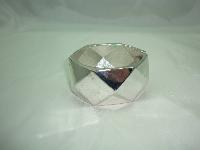 1950s Wide Diamond Cut Silver Clamper Bangle +FREE RING