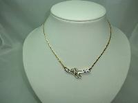 1950s Attwood & Sawyer Diamante Floral Gold Necklace