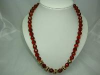 Vintage 50s Quality Long Amber Glass Bead Necklace