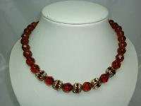 Vintage 50s Quality Long Amber Glass Bead Necklace