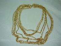 Vintage 50s Signed Century Fab 8 Row Gold Graduating Chain Necklace 