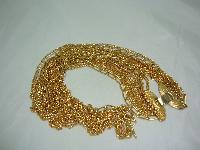 Vintage 50s Signed Century Fab 8 Row Gold Graduating Chain Necklace 