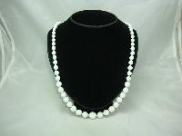 1950s Long White Glass Hand Knotted Bead Necklace WOW