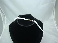 1950s Long White Glass Hand Knotted Bead Necklace WOW